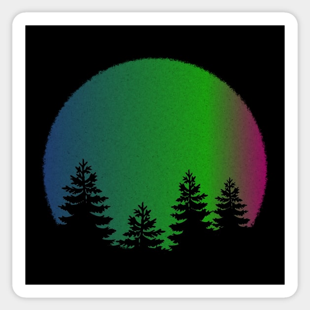 Northern Lights Moon Tree Silhouette Sticker by SmartCraftCo